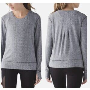 Lululemon Rush Hour Black Long Sleeve Top Shirt Hazy Heather